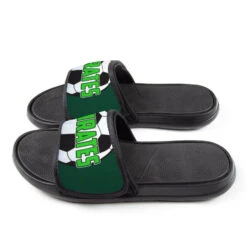 Soccer Repwell® Slide Sandals - Soccer Ball With Text -Sport Gift Store sc 03531 GREEN SIDE