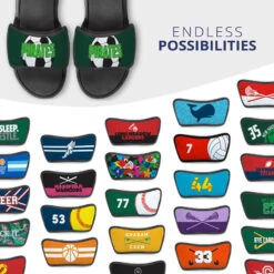 Soccer Repwell® Sandal Straps - Soccer Ball With Text -Sport Gift Store sc 03531 STRAPS GREEN MULTI