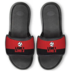 Soccer Repwell® Slide Sandals - Team Name Colorblock -Sport Gift Store sc 03533 REDBLACK EXAMPLE