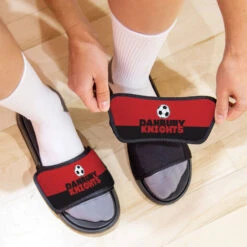 Soccer Repwell® Slide Sandals - Team Name Colorblock -Sport Gift Store sc 03533 REDBLACK LIFESTYLE