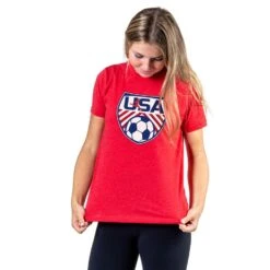 Soccer Short Sleeve T-Shirt - Soccer USA -Sport Gift Store sc 03576 RED GIRLS