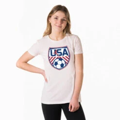 Soccer Women's Everyday Tee - Soccer USA -Sport Gift Store sc 03577 WHITE MODEL