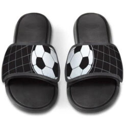 Soccer Repwell® Slide Sandals - Ball Reflected -Sport Gift Store sc 03582 BLACK FRONT
