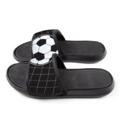 Soccer Repwell® Slide Sandals - Ball Reflected -Sport Gift Store sc 03582 BLACK SIDE