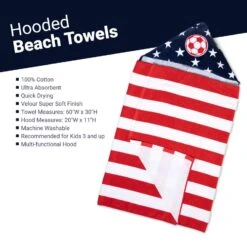 Soccer Hooded Towel - American Flag -Sport Gift Store sc 03650 DETAILS