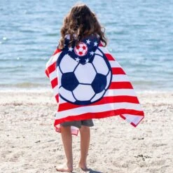 Soccer Hooded Towel - American Flag -Sport Gift Store sc 03650 LIFESTYLE BEACH 2