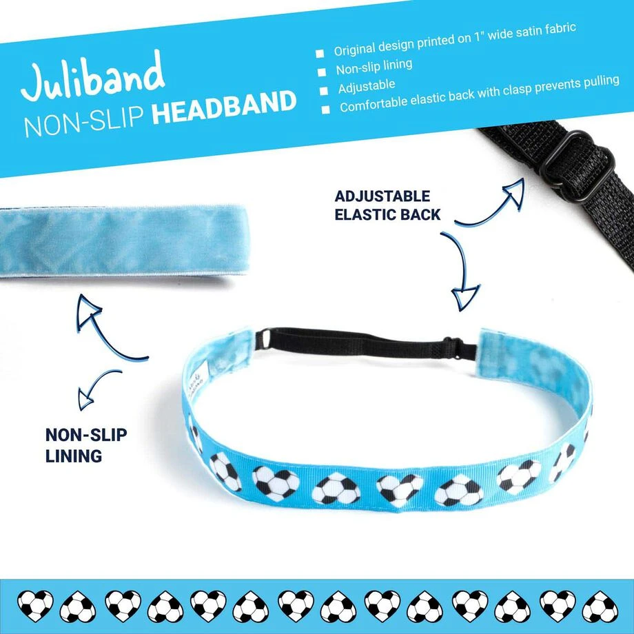 Soccer Juliband Non-Slip Headband - Soccer Heart Blue 4 Soccer Juliband Non-Slip Headband - Soccer Heart Blue - Image 2