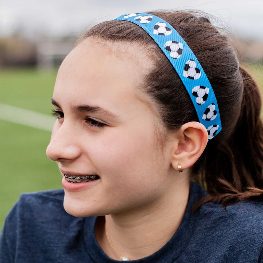 Soccer Juliband Non-Slip Headband - Soccer Heart Blue 5 Soccer Juliband Non-Slip Headband - Soccer Heart Blue - Image 3