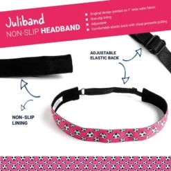 Soccer Juliband Non-Slip Headband - Soccer Balls - Pink -Sport Gift Store sc 03657 DETAILS
