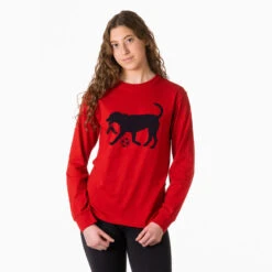 Soccer Tshirt Long Sleeve - Spot The Soccer Dog -Sport Gift Store sc 03660 RED FEMALE
