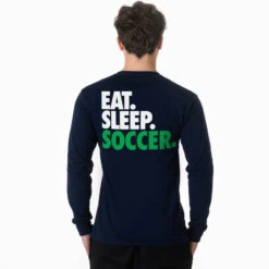 Soccer Tshirt Long Sleeve - Eat. Sleep. Soccer (Back Design) -Sport Gift Store sc 03686 NAVY MALE BACK