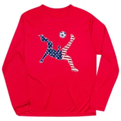 Soccer Long Sleeve Performance Tee - Girls Soccer Stars And Stripes Player