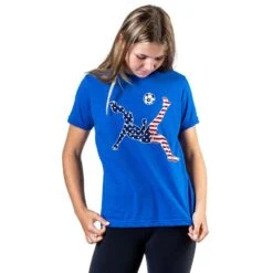 Soccer T-Shirt Short Sleeve - Girls Soccer Stars And Stripes Player -Sport Gift Store sc 03729 ROYAL GIRLS