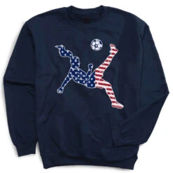 Soccer Crewneck Sweatshirt - Girls Soccer Stars And Stripes Player