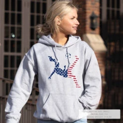 Soccer Hooded Sweatshirt - Girls Soccer Stars And Stripes Player -Sport Gift Store sc 03731 GRAY LIFESTYLE FEMALE