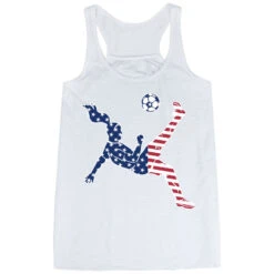 Soccer Flowy Racerback Tank Top - Girls Soccer Stars And Stripes Player