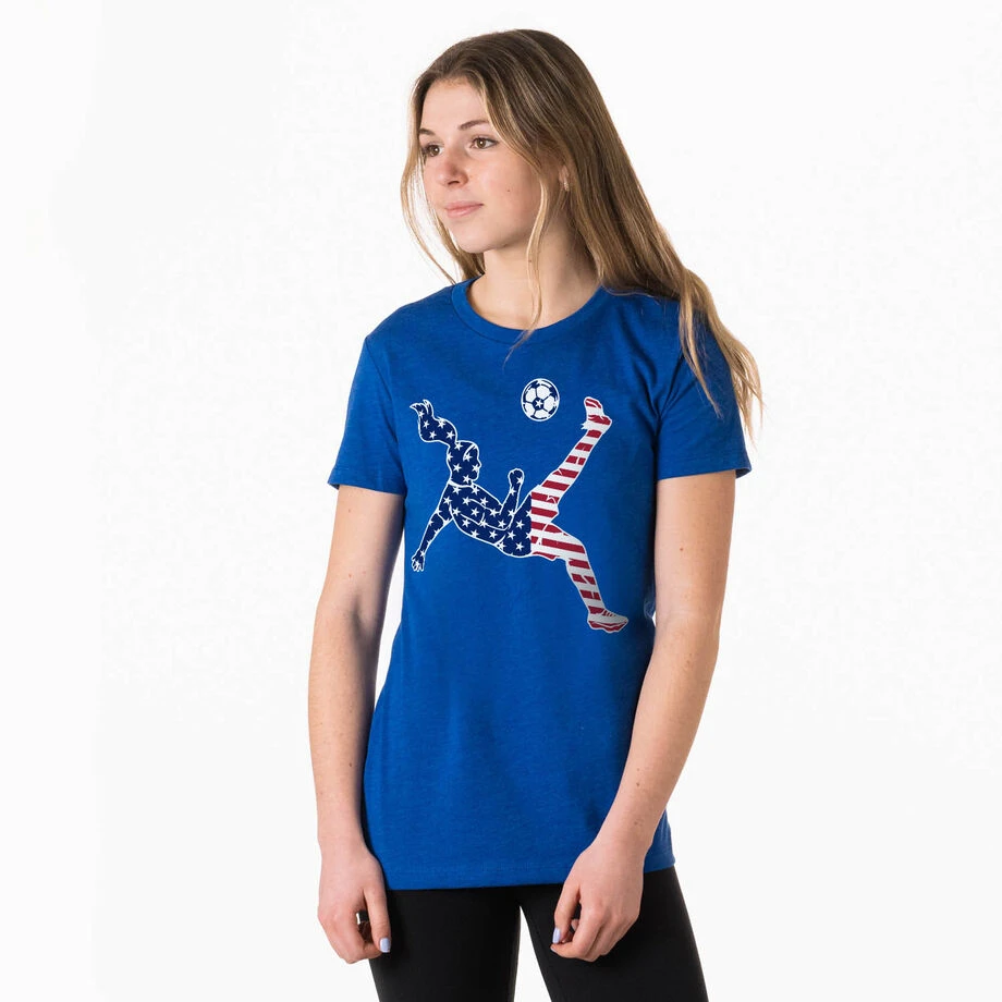 Soccer Women's Everyday Tee - Girls Soccer Stars And Stripes Player 4 Soccer Women's Everyday Tee - Girls Soccer Stars And Stripes Player - Image 2