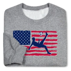 Soccer Crewneck Sweatshirt - Guys Soccer Land That We Love -Sport Gift Store sc 03739 GRAY FOLD