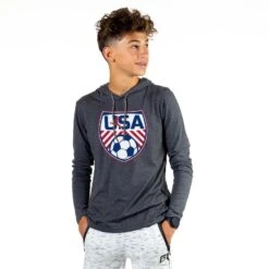 Men's Soccer Lightweight Hoodie - Soccer USA -Sport Gift Store sc 03777 GRAY CTS MALE