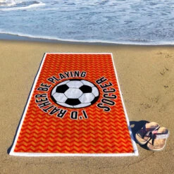 Soccer Premium Beach Towel - I'd Rather Be Playing Soccer -Sport Gift Store sc 03788 BEACH
