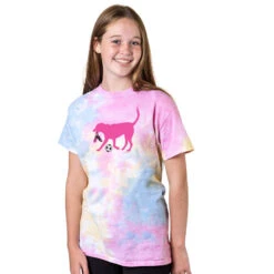Soccer Short Sleeve T-Shirt - Saha The Soccer Dog Tie Dye -Sport Gift Store sc 03791 SHERBET MODEL GIRL