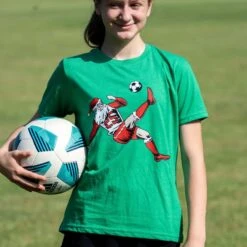 Soccer Short Sleeve T-Shirt - Soccer Santa -Sport Gift Store sc 03814 FEMALE GREEN LIFESTYLE 1