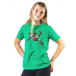 Soccer Short Sleeve T-Shirt - Soccer Santa -Sport Gift Store sc 03814 GREEN GIRLS