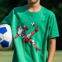 Soccer Short Sleeve T-Shirt - Soccer Santa -Sport Gift Store sc 03814 MALE GREEN LIFESTYLE 3