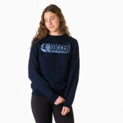 Soccer Crewneck Sweatshirt - 100% Of The Shots -Sport Gift Store sc 03841 NAVY MODEL FEMALE