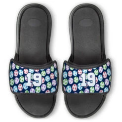 Soccer Repwell® Slide Sandals - Personalized Soccer Balls Colorful