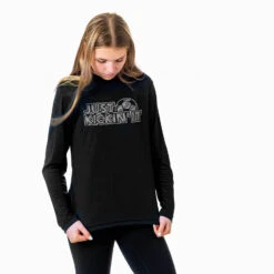 Soccer Long Sleeve Performance Tee - Just Kickin' It -Sport Gift Store sc 03872 BLACK FEMALE