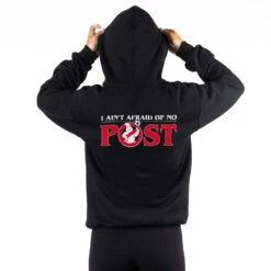Soccer Hooded Sweatshirt - Ain't Afraid Of No Post (Back Design) -Sport Gift Store sc 03916 FEMALE BACK BLACK