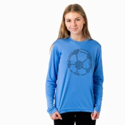 Soccer Long Sleeve Performance Tee - Soccer Words -Sport Gift Store sc 03922 LIGHTBLUE FEMALE