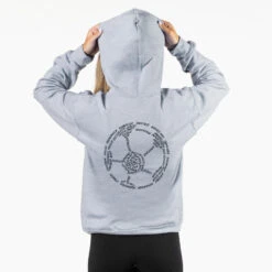 Soccer Hooded Sweatshirt - Soccer Words (Back Design) -Sport Gift Store sc 03929 FEMALE BACK GRAY