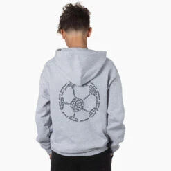 Soccer Hooded Sweatshirt - Soccer Words (Back Design) -Sport Gift Store sc 03929 MALE BACK GRAY