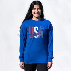 Soccer Tshirt Long Sleeve - USA Patriotic -Sport Gift Store sc 03945 ROYAL FEMALE