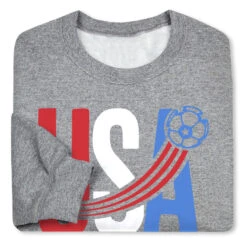 Soccer Crewneck Sweatshirt - USA Patriotic -Sport Gift Store sc 03952 GRAY FOLD