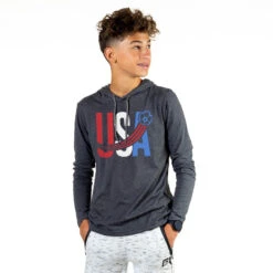 Soccer Lightweight Hoodie - USA Patriotic -Sport Gift Store sc 03954 GRAY CTS MALE