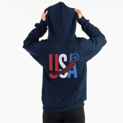 Soccer Hooded Sweatshirt - USA Patriotic (Back Design) -Sport Gift Store sc 03955 FEMALE BACK NAVY