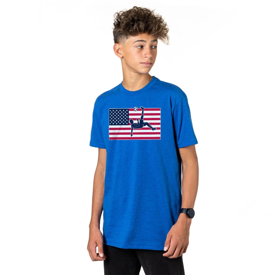 Soccer Short Sleeve T-Shirt - Patriotic Soccer 4 Soccer Short Sleeve T-Shirt - Patriotic Soccer - Image 2