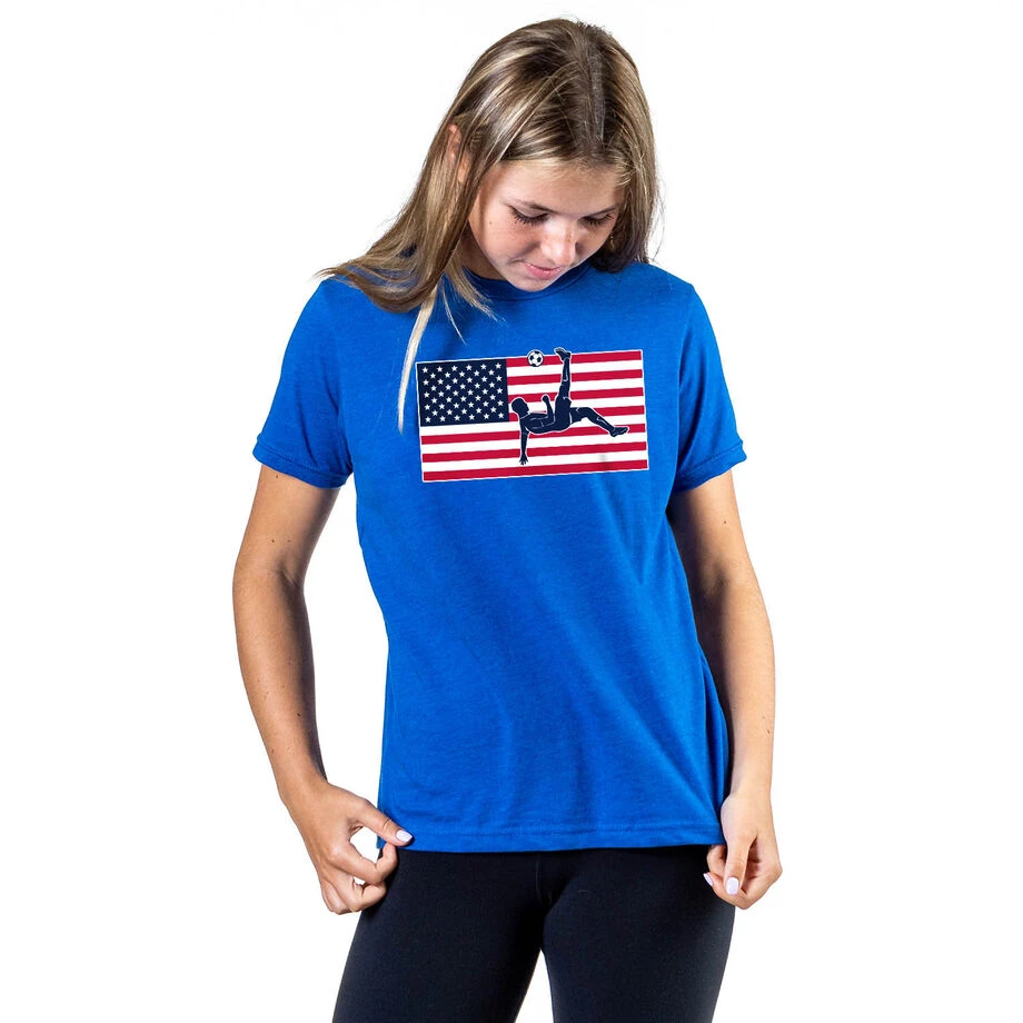 Soccer Short Sleeve T-Shirt - Patriotic Soccer 5 Soccer Short Sleeve T-Shirt - Patriotic Soccer - Image 3