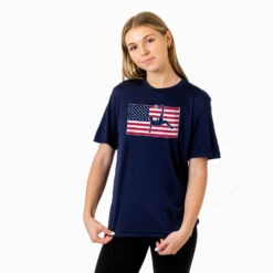 Soccer Short Sleeve Performance Tee - Patriotic Soccer -Sport Gift Store sc 03966 NAVY FEMALE