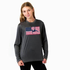 Soccer Long Sleeve Performance Tee - Patriotic Soccer -Sport Gift Store sc 03967 GRAPHITE FEMALE