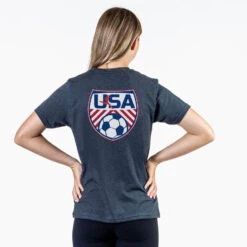 Soccer Short Sleeve T-Shirt - Soccer USA (Back Design) 8 Soccer Short Sleeve T-Shirt - Soccer USA (Back Design) -Sport Gift Store sc 03986 CHARCOAL FEMALE BACK