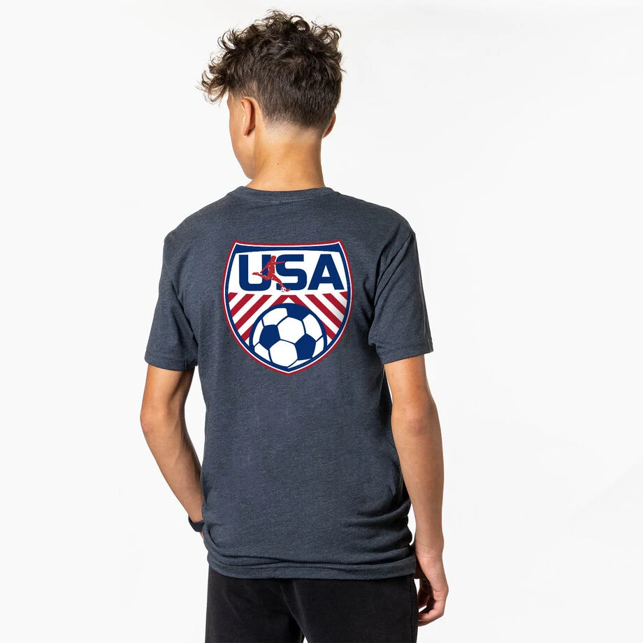 Soccer Short Sleeve T-Shirt - Soccer USA (Back Design) 4 Soccer Short Sleeve T-Shirt - Soccer USA (Back Design) - Image 2