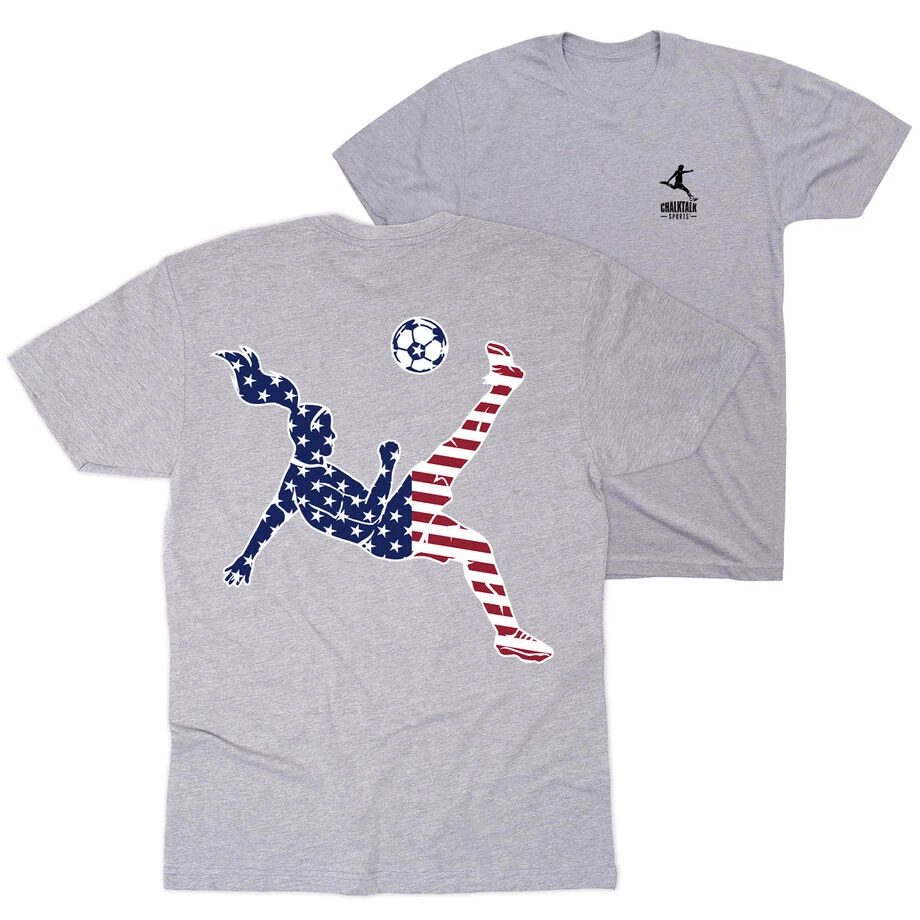 Soccer Short Sleeve T-Shirt - Girls Soccer Stars And Stripes Player (Back Design) 3 Soccer Short Sleeve T-Shirt - Girls Soccer Stars And Stripes Player (Back Design)