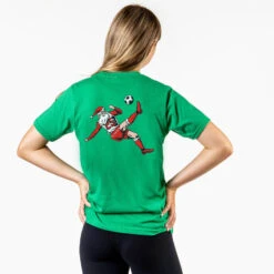 Soccer Short Sleeve T-Shirt - Soccer Santa (Back Design) -Sport Gift Store sc 03993 GREEN FEMALE BACK