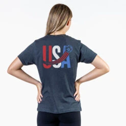 Soccer Short Sleeve T-Shirt - USA Patriotic (Back Design) -Sport Gift Store sc 04000 CHARCOAL FEMALE BACK