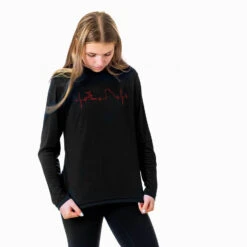 Soccer Long Sleeve Performance Tee - Soccer Heartbeat 9 Soccer Long Sleeve Performance Tee - Soccer Heartbeat -Sport Gift Store sc 04008 BLACK FEMALE