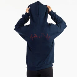 Soccer Hooded Sweatshirt - Soccer Heartbeat (Back Design) -Sport Gift Store sc 04012 NAVY FEMALE BACK